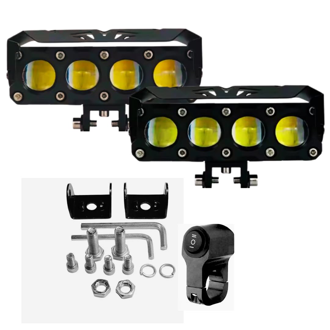 Royal Piston™ Future 4 Lens Fog Light With 100W Spot Laser Beam High Low Beam For Bike/Car/Thar/Original New Model