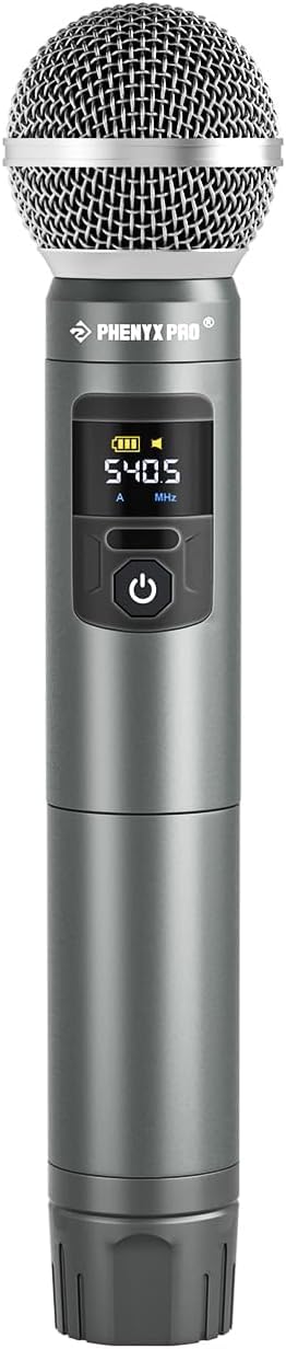 Phenyx Pro Professional Wireless Microphone, UHF Dynamic Mic, Metal Cordless Mic, Handheld Microphone for PTU-52/PTU-5200/PTU-4200 with Selectable 30 Frequencies (PWH-4200)