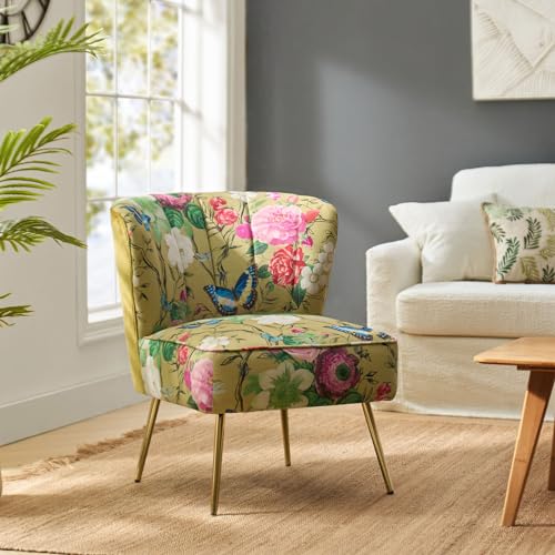 HULALA HOME Accent Chair with Golden Metal Legs, Comfy Tufted