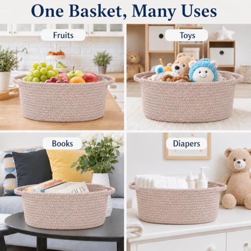 Image of Empty Gift Basket with Gift Bag & Ribbon, Woven Rope Basket, 12x8x5 inch