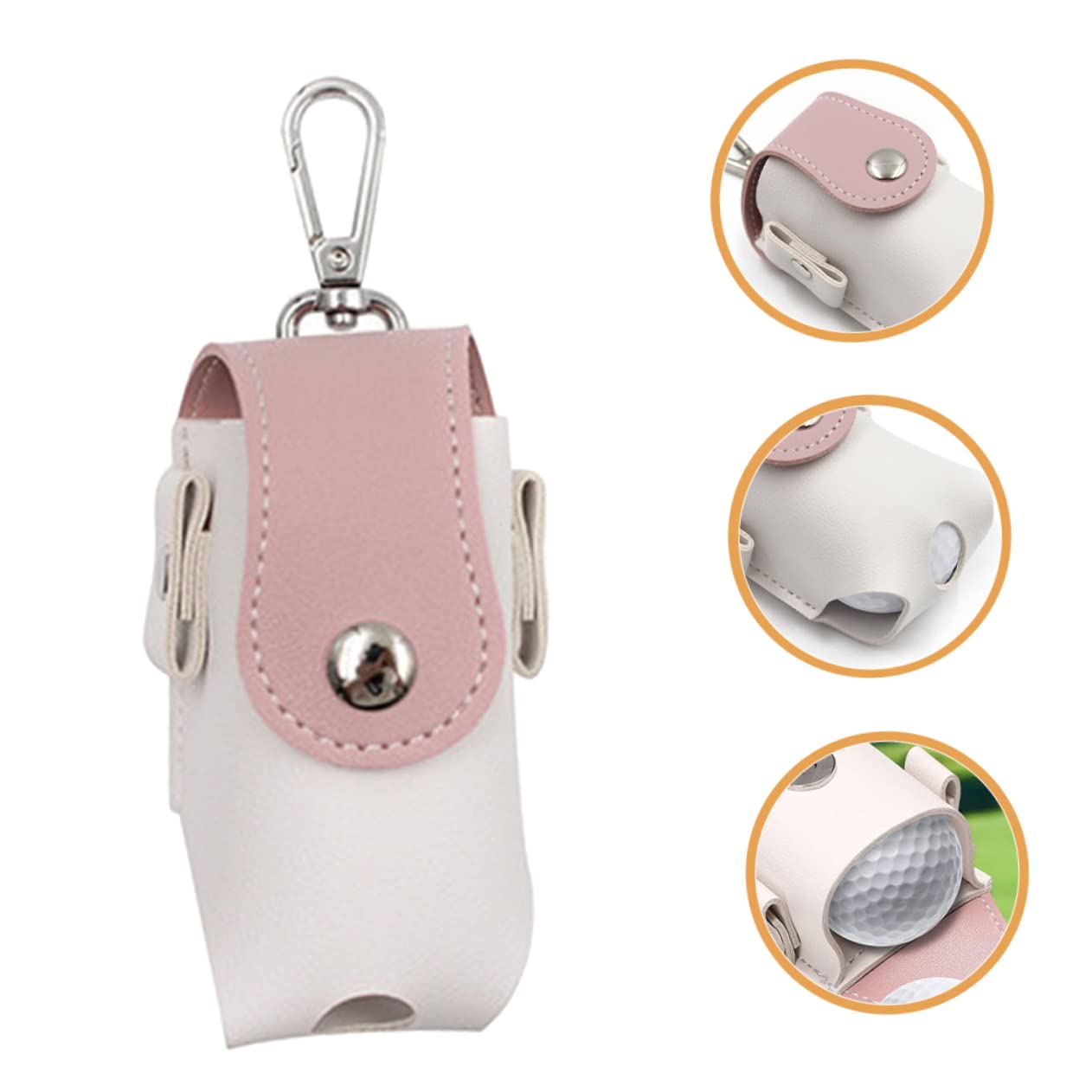 Baluue 5stücke Golfball Aufbewahrungstasche Aus Pu Tragbare Golfs Balltasche Mit Metallclip Praktische Hüfttasche Für Outdoor-aktivitäten Für Golfer Und Golfzubehör