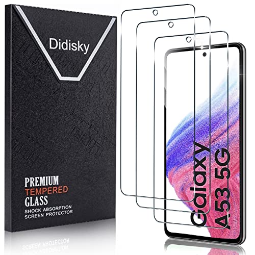 Didisky Lot de 3 Protecteur Verre Trempé pour Samsung Galaxy A53 5G, Film Protection écran, résistance aux Rayures, dureté 9H, Pas de Bulles, Haute...