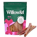 Willow & I Bully Sticks for Dogs -6 Inch Natural Bully Sticks for Medium Dogs, Small & Large- Premium 100% Grass Fed, Single Ingredient, Long Lasting, High Protein-Grain & Rawhide Free (6", 14 Pack)