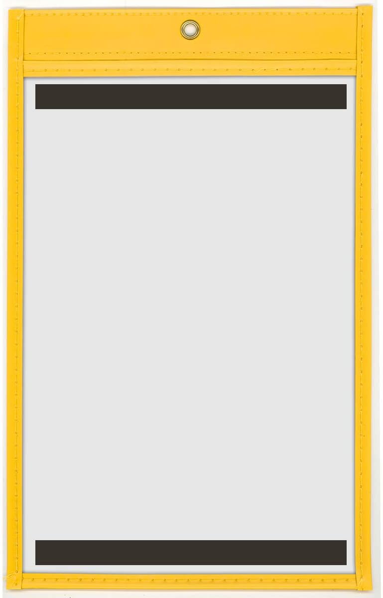 StoreSMART - Magnetic Rigid Sewn Vinyl Plastic Pockets - Black - 100 Pack - 6" x 9" - Open Short Side - T85203S-BK-M-100