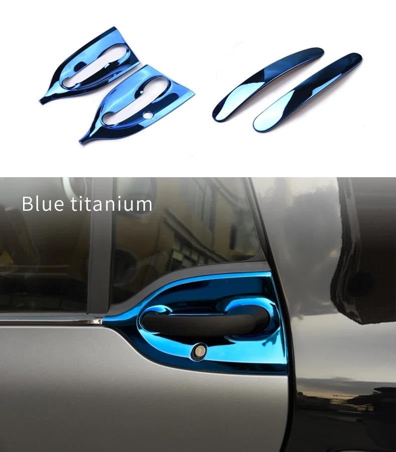Auto Türgriff Für Smart 453 für Fortwo Aufkleber aus Edelstahl für die äußeren Türgriffe von Autos Kratzfeste Schutzabdeckungen für die Türschale Auto-Türgriff-Abdeckungen(Handle Blue Logo)