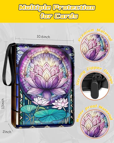 Image of for 9 Pocket Card Binder for MTG, TCG, Game Cards Holds 900 Cards - Large Capacity Trading Card Collection Album Folder with Zipper for Men Boys Teens Flower Design for Sports Card