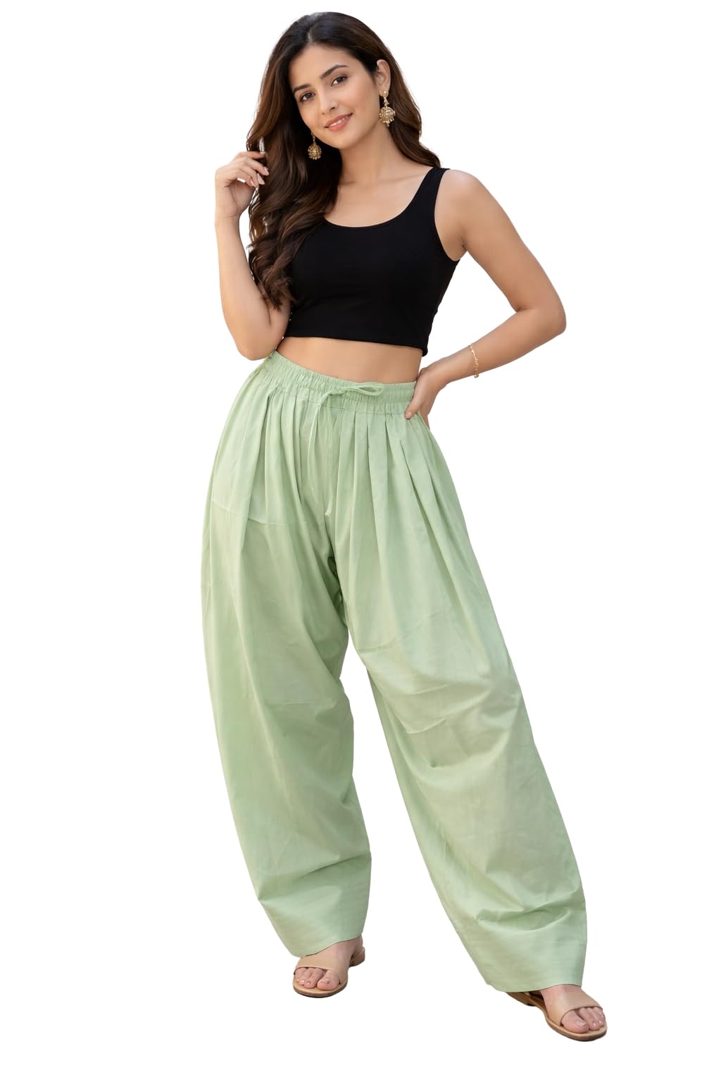 rangyaatra Women's Cotton Farshi Salwar | Plain Solid Loose Fit Ethnic Pants with Drawstring Waist | Traditional Indian Bottomwear |-picture-23