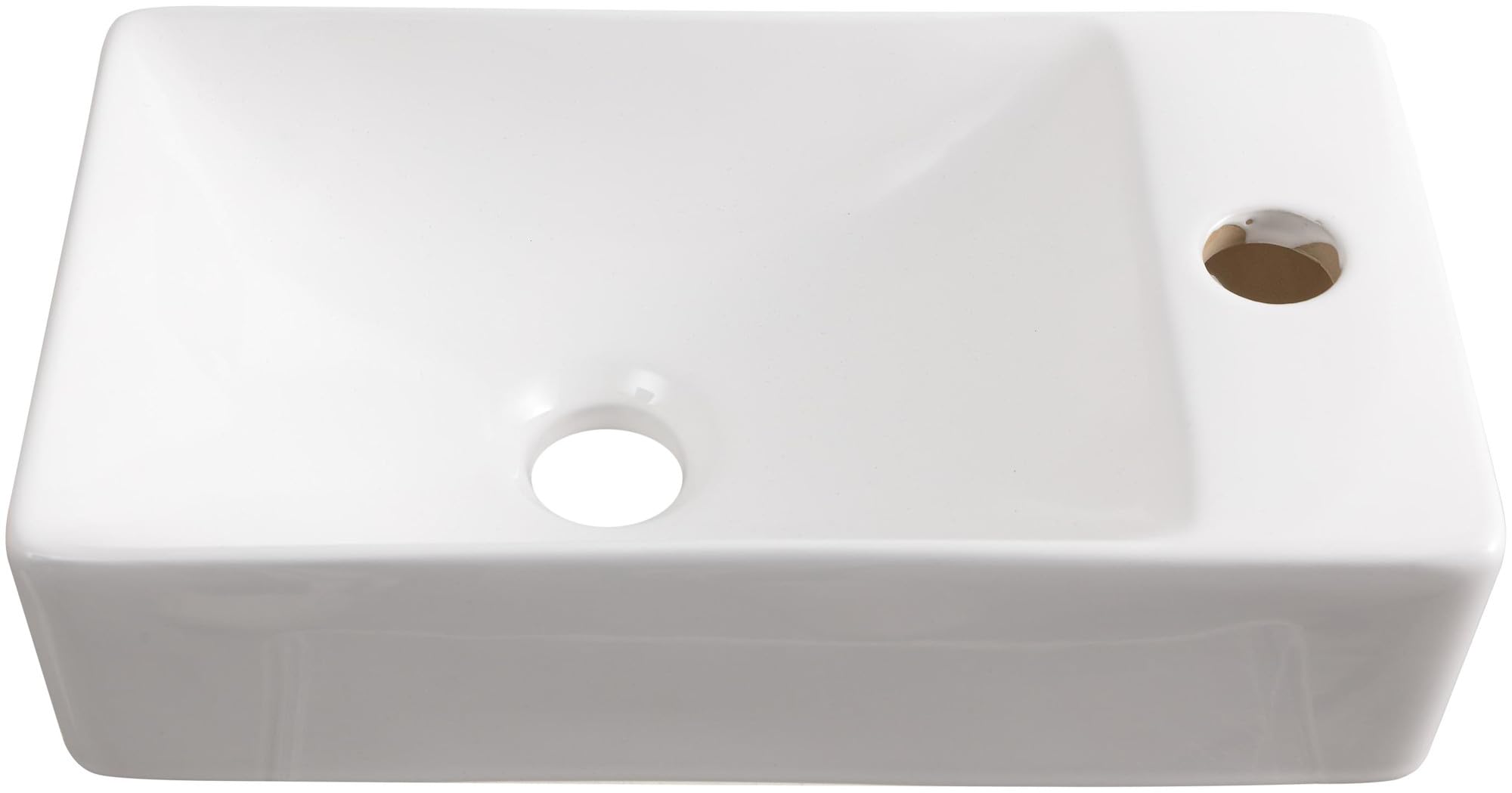 JONATHAN Y SNK1004A-R Felix - Mini fregadero rectangular de cerámica de 38.1 cm de ancho x 20.3 cm de profundidad para montar en la pared, grifo del lado derecho, color blanco