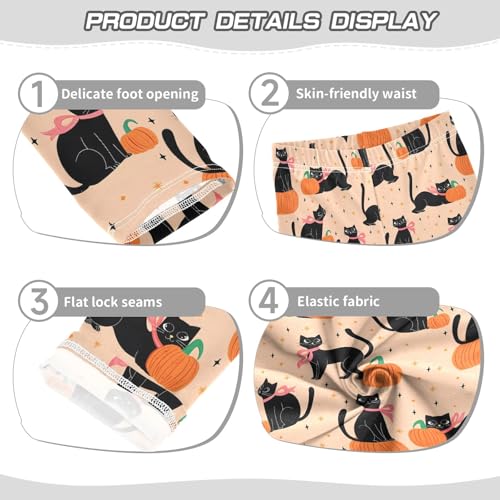 Girls' Athletic Leggings Ankle Length Yoga Dance Pants Kids Teen 4T Black Cat Pumpkin Star3