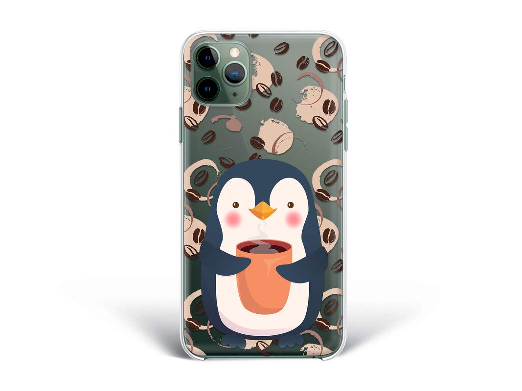 Kaidan iPhone 6 6S 7 8 Plus Cute Penguin Coffee Cup X XR XS Case SE 2020 13 Pro Max 12 Mini Samsung Galaxy Note 9 10 20 S21 Ultra S20 FE Kawaii S8 S9 S10 + Kaffeine S10e Compatible with Pixel 5a scp50
