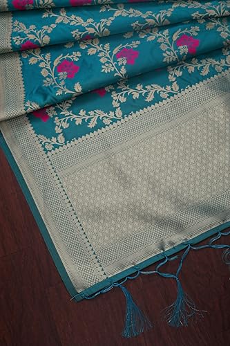 Image of DEVANGI Women's Woven Jacquard Banarasi Silk Printed Dupatta /Chunni with Meena Work, Width 1 Meter, Length 2.5 Meter