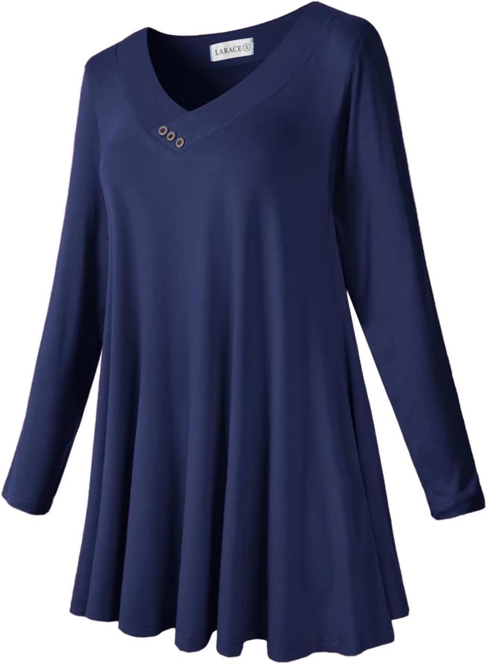 LARACE Women Plus Size Tunic Tops Long Sleeve V Neck Blouse Loose Swing Basic Flowy T Shirt for Leggings - Image 4