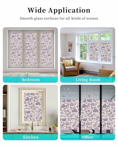 Película decorativa para ventana Boho floral morada 19.6x39.3 in miniatura 7