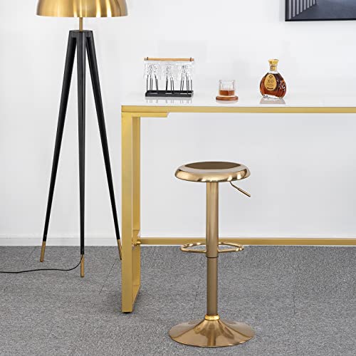 Brage Living Adjustable Bar Stool, Swivel Round Metal Airlift Barstool, Backless Counter Height Bar Chair For Kitchen Dining Room Pub Cafe (Gold) #TOP1