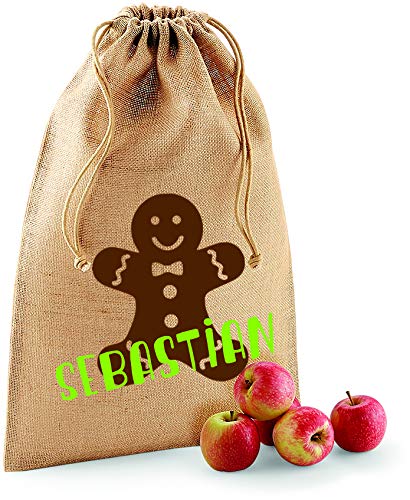 minimutz Sac de Père Noël avec nom personnalisé et Inscription Personnalisable & Impression sur Le thème des Bonbons de Noël pour Enfants Différentes Tailles à remplir Cover