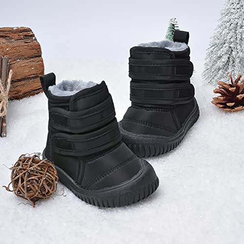 Toddler Winter Snow Boots Waterproof Thermal Lined Snow Boots Kids Winter Sneakers Girls Boys Outdoor Booties (Black, 12-18 Months)3