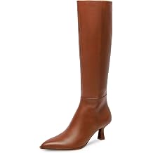 MUCCCUTE Knee High Boots Women - Boots for Women Square Toe Chunky Heels Tall Boots Pull-On PU Low Block Heel Long Boot