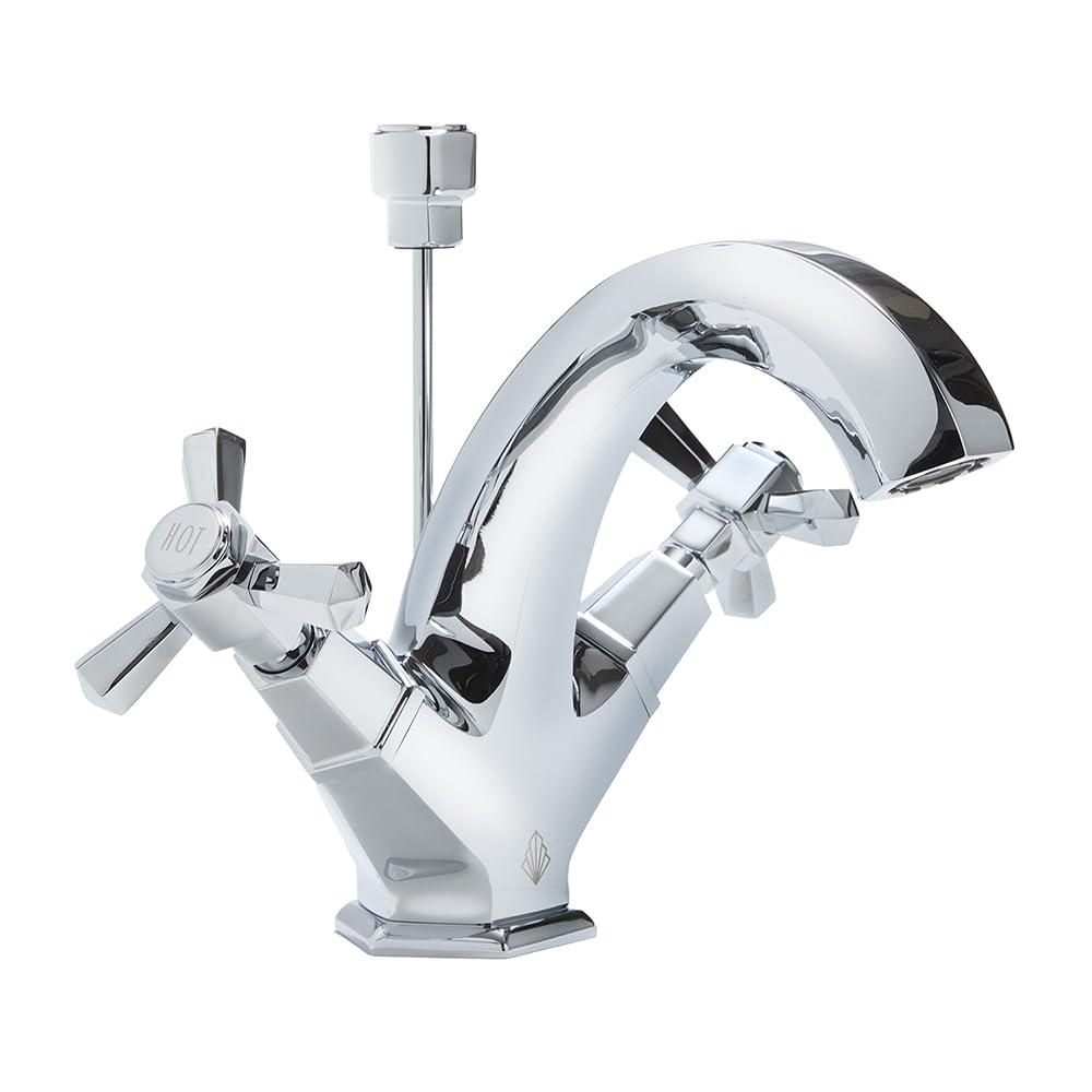 Milano Chrome Earlham Art Deco Mono Bathroom Basin Mixer Tap Crosshead Handles