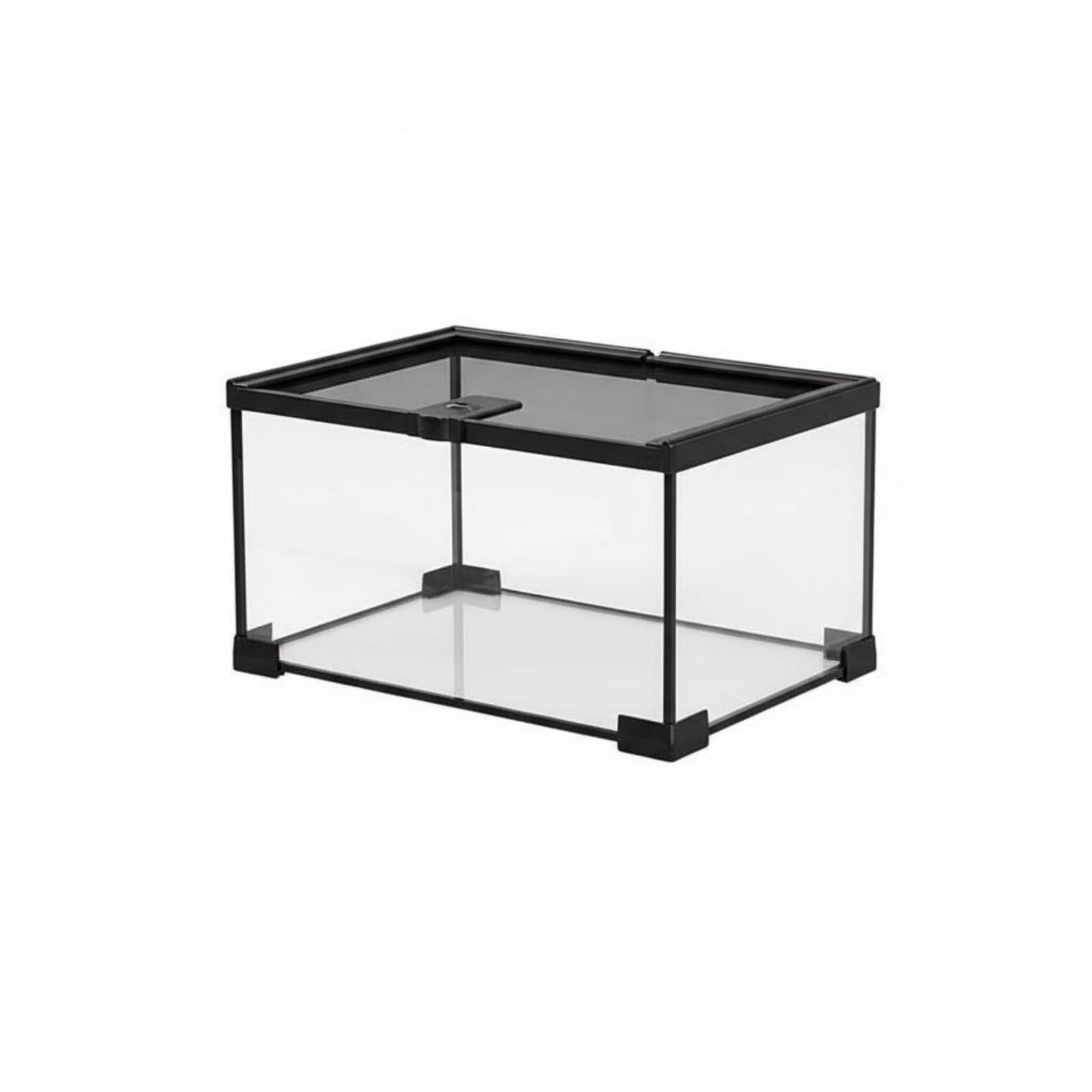 Terrario para Reptiles Terrario Acuario Vivario Hábitat con Completa Doble y Malla Orificio para Alimentación Apto para Observación Escritorio Dormitorio, 30-20-15cm