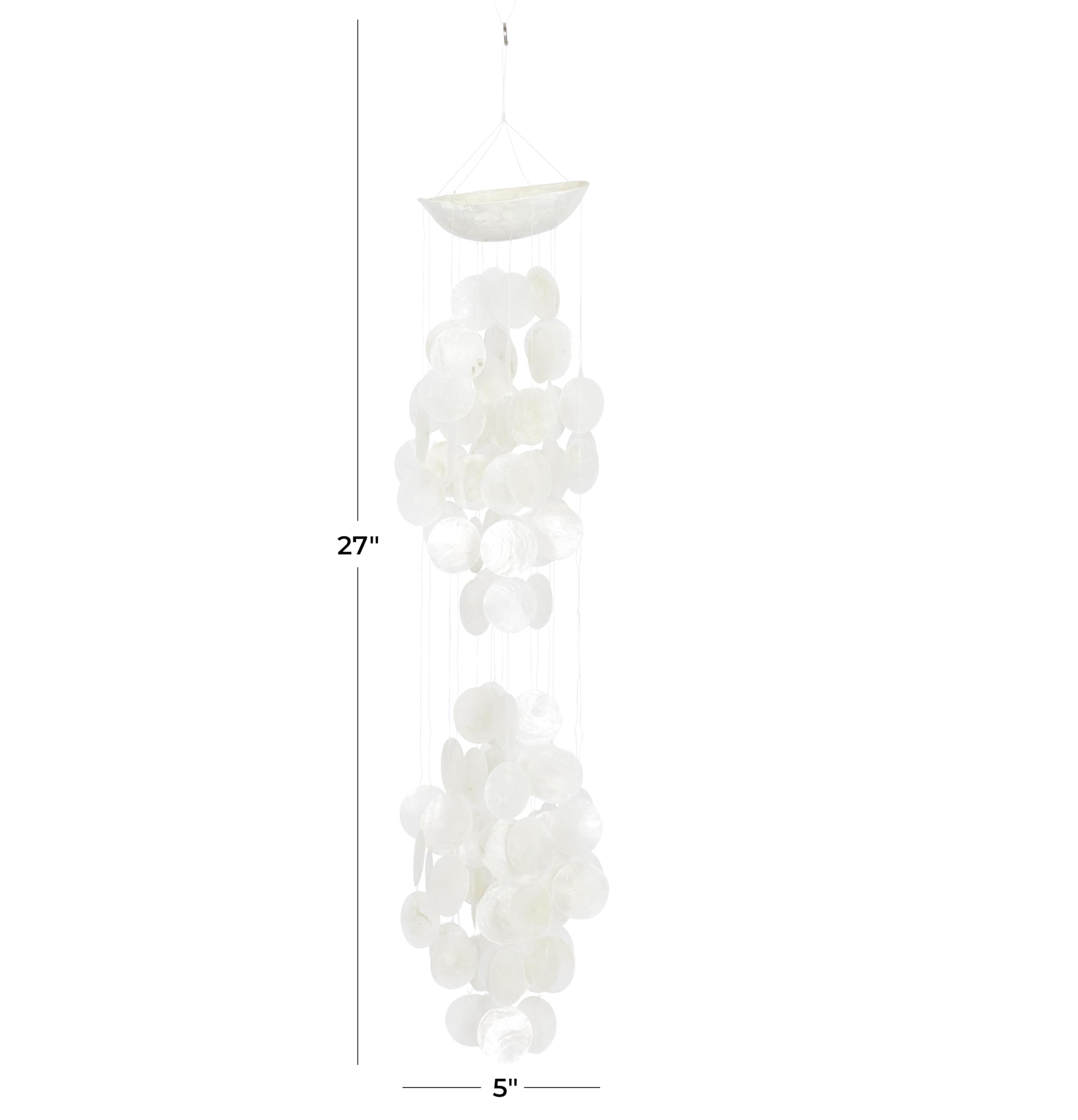 Deco 79 33121 Contemporary Capiz - Campana a vento, 12,7 x 68,6 cm, colore: Bianco