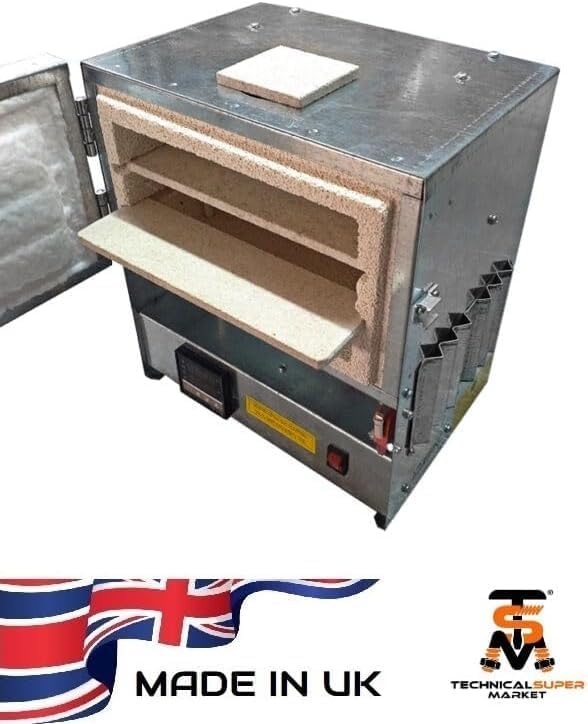 Compact, Table-top Electric Kiln: 2 Ceramic Shelves, Quartz Window and a Safety Switch (1000C/1832F) with Digital Temperature Controller.