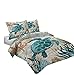MUSOLEI Ocean Comforter Set Turtle Comforter Set, Sea Turtle Bedding Collections Soft for Teen Boys Turquoise Ocean Themed Mediterranean Style Printed Design Quilt Set Queen Size Comforterï¼ˆQueenï¼‰