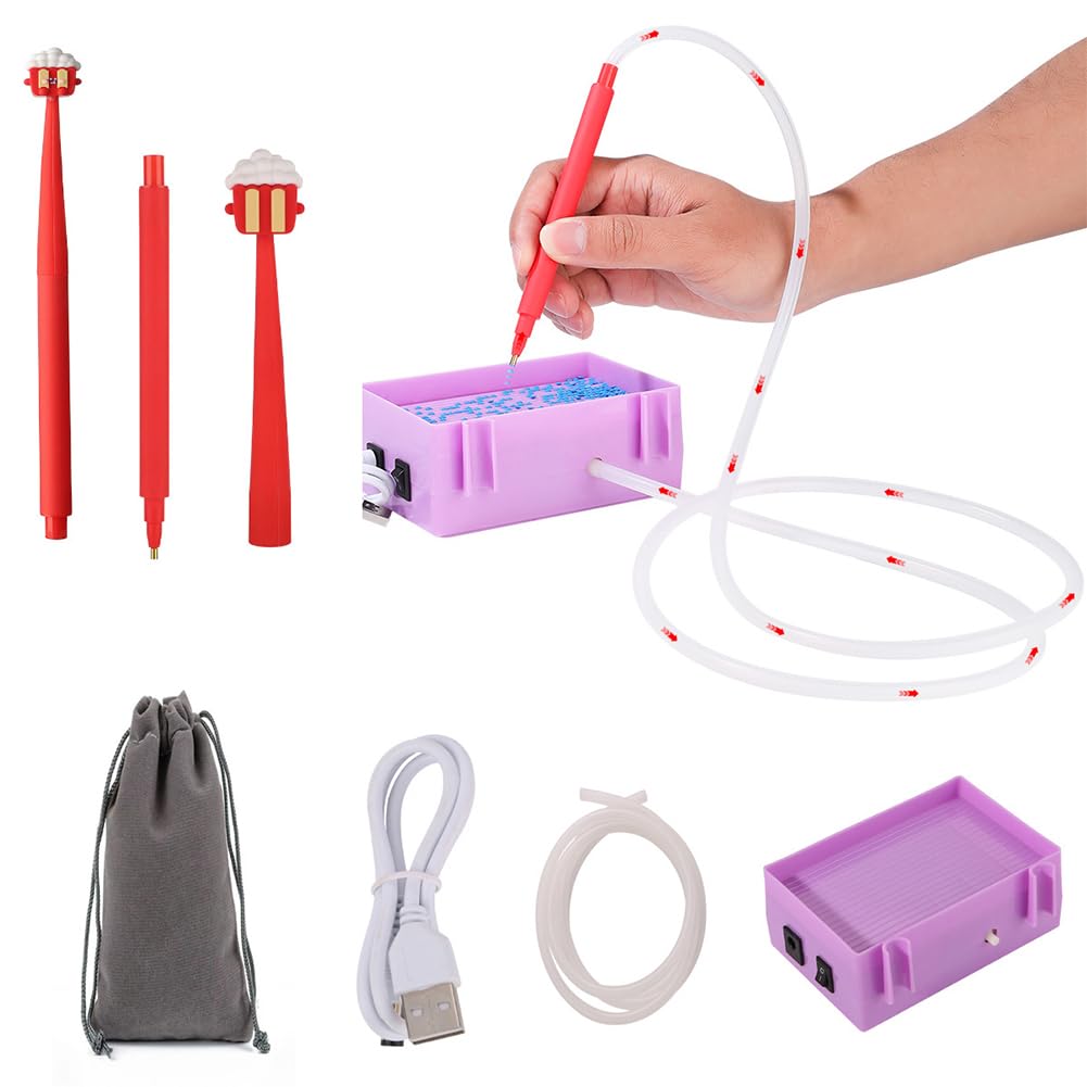 Stylo électrique Sous Vide Avec Ventouse Réglable, Stylo De Peinture Diamant Sans Cire, Stylo De Peinture Diamant Epainter, Accessoire D'art Diamant Avec Plateaux De Rangement (rose