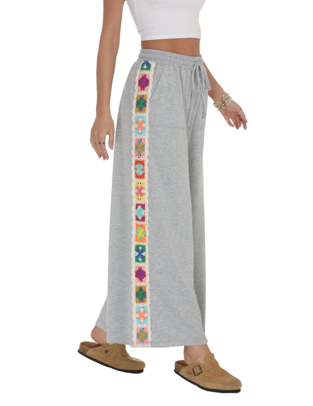 Fenclushy Crochet Panel Palazzo Pant