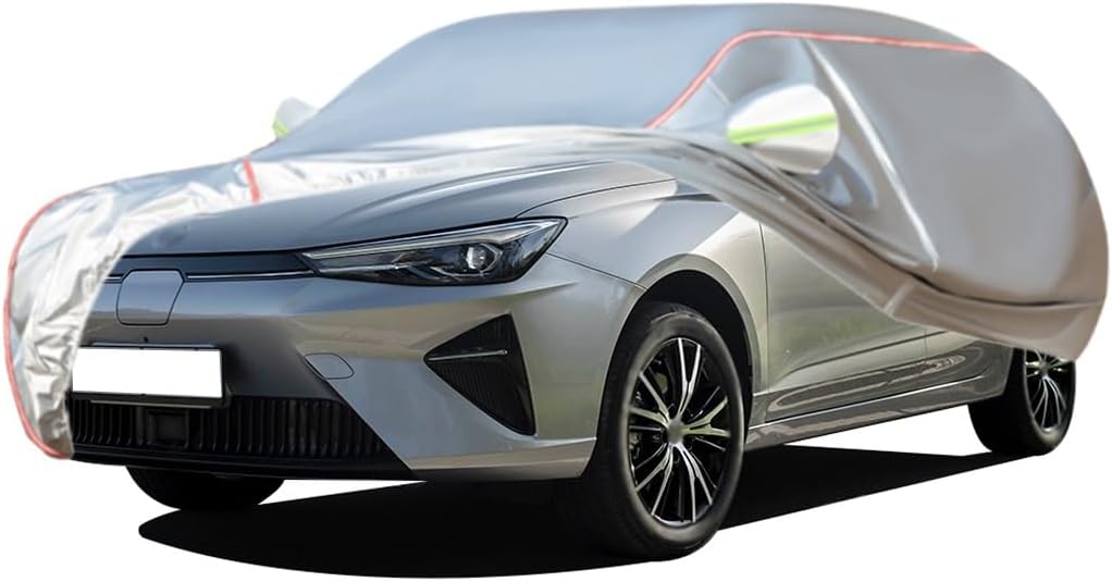 WOLWES Car Cover are Suitable for MG MG5 All-Weather Windproof, Snowproof, Rainproof, UV-Protected and Breathable All-Season Universal with Side Door Zip Oxford Cloth Car Cover (Color : Black)