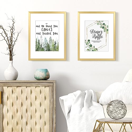 Image of upsimples 12x16 Picture Frame, Display Pictures 8.5x11 with Mat or 12x16 Without Mat, Wall Hanging Photo Frame, Gold, 1 Pack