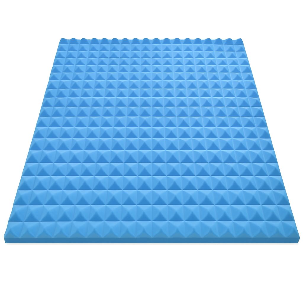 2-Inch Blue Firm Egg Crate Foam Mattress Topper – Orthopaedic Convoluted Foam Pad for Pr...