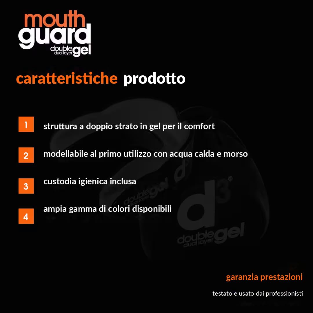 d3 Protector bucal deportivo [doble capa gel talla para adultos 12+] Protección bucal dientes para deportes de contacto Boxeo MMA Kickboxing Muay Thai Rugby Artes Marciales | Funda higiénica - 5