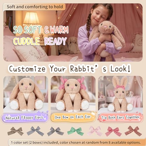Image of Rabbit Heating Pad Plush, USB Powered Electric Heated Stuffed Animal, Cute Rabbit Plush with 3 Heat Levels & Timer Auto Shut Off, Soft Warm Bunny-Style Cushion Gift for Women Teen Girls