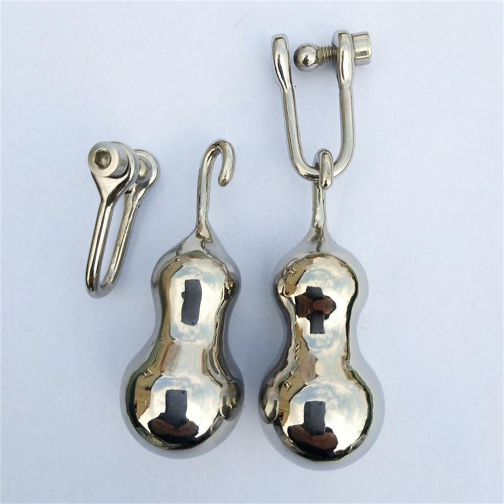 1 Paar Edelstahl Einstellbare Nippelklemmen Stimulation, Metall Schwer Fetisch Brustwarzenklemmen/Nipple Clamps mit Anhänger Erotik BDSM Sexspielzeug für Frauen,Silber,Verstellbar