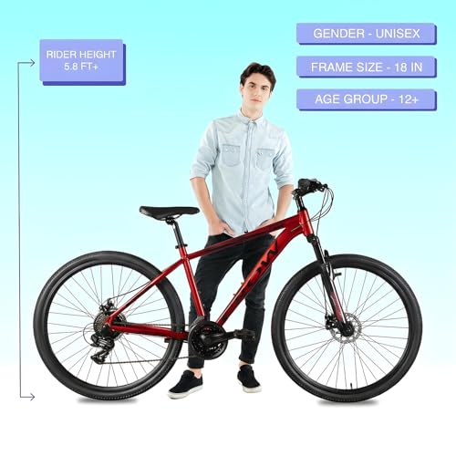 Image of CROW - Road Runner 21 Speed | Hybrid Cycles for Men | Cycle for Adults /Boys | Suspension & Disc Brake Hybrid Bike | Ideal for 15+ Years, Bicycle for Men Adult /Unisex