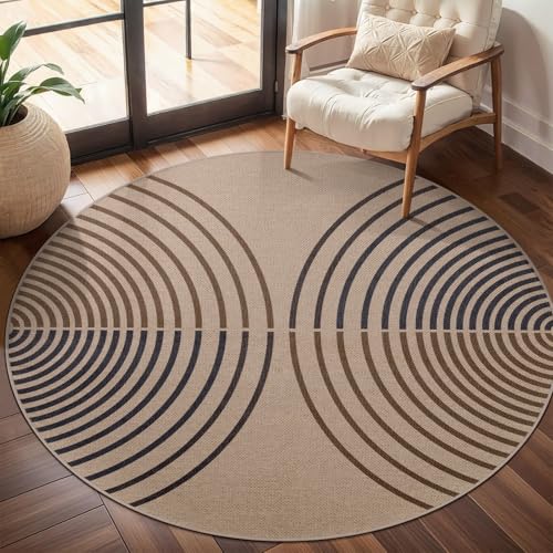 Tangsoo Modern 4ft Round Easy Jute Washable Rugs Indoor Outdoor Circle Rug