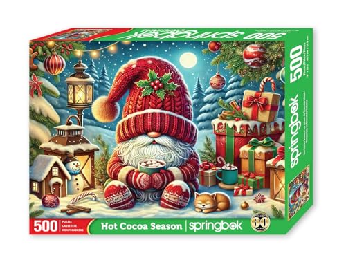 Rompecabezas Springbok Hot Cocoa Season de 500 piezas para adultos y familia con piezas únicas, hecho en USA con materiales ecológicos, incluye póster, tema gnomo navideño miniatura 2