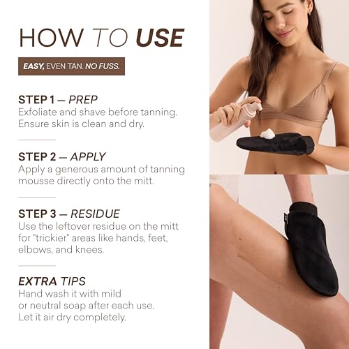 Image of Brown Bee Self Tanning Application Mitt - Reusable Microfiber Mitt for Streak-Free Self Tanner, Even Bronze & Clean Hands