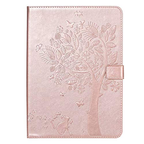 WVYMX Case for Galaxy Tab S6 10.5 T860 with Stand, Cat&Tree Embossed PU Leather Cover with Card Slots/Wake Sleep Case for Samsung Galaxy Tab S6 10.5 SM-T860/T865/T867 Rose Gold