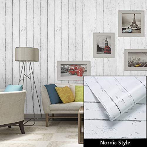 Papier Peint Bois Blanc Autocollant de Qualité Supérieure Livelynine 45CM*7M - 6
