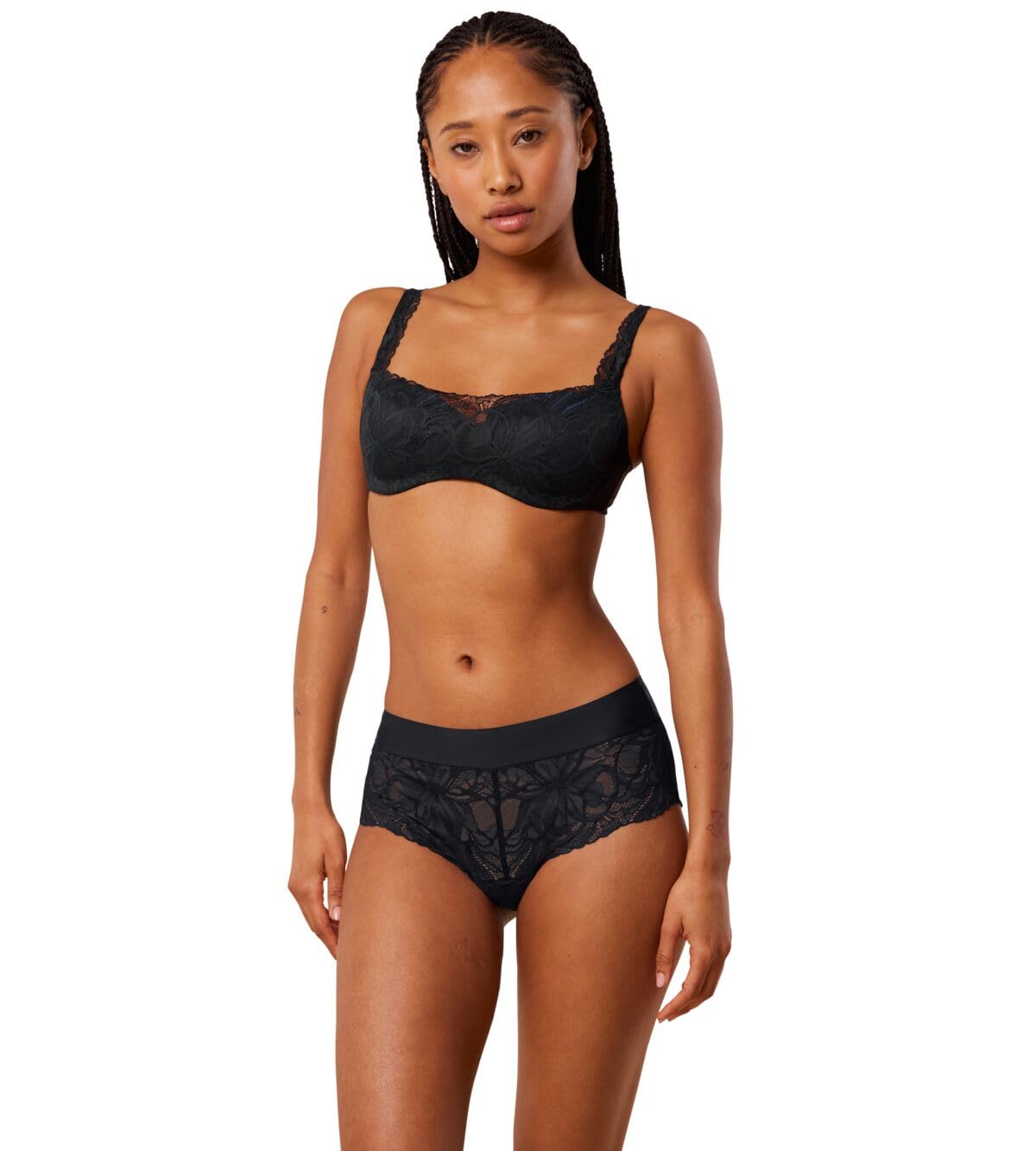 Triumph Women's Body Makeup Illusion Lace Balconette Bra, Black, 40B