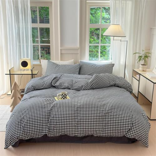 Image of Nayoroom Black and White Gingham Duvet Cover Queen Plaid Dorm Bedding