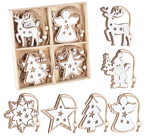 Adorfine 12 Stück Holz Christbaumschmuck Doppelschicht...