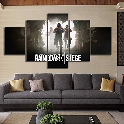 5 TLG Kunstdruck - Bilder Vlies Leinwandbild - Tom Clancy's Rainbow Six Siege Plakat - Bild auf Leinwand - Leinwandbild Wohnzimmer Deko,A,20×35×2+20×45x2+20x55×1