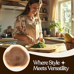 Extra-Large Live-Edge Acacia Wood Cutting Board – Naturally Chopped Rustic Wooden Charcuterie Board, Durable Chopping Block, Serving Tray for Kitchen, Meat, Cheese & Entertaining, non toxic Extra Large Live Edge Acacia Wood Cutting Board–Naturally Chopped Rustic Wooden Charcuterie Board Durable Chopping Block Serving Tray for Kitchen Meat Cheese Entertaining non toxic