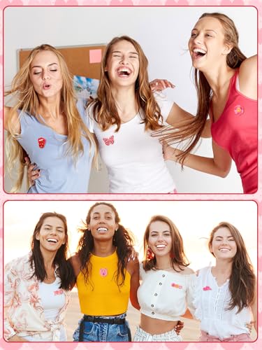 junebrushs 28pcs girl pink power brooch pins pink ribbon lapel pins for women girl power clothes preppy decorations accessories