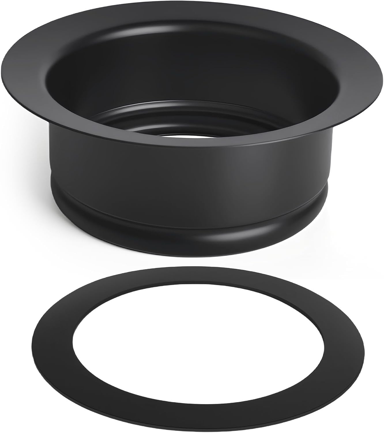 Kitchen Sink Flange and FLG-Seal Sink Seal Gasket Suitable for Insinkerator Garbage Disposal FLG-MTBLK Sink Flange for Kitchen Sink 3-1/2 Drain Hole Matte Black,Putty-Free