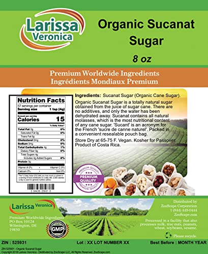 Organic Sucanat Sugar (8 oz, ZIN: 525931) - 3 Pack