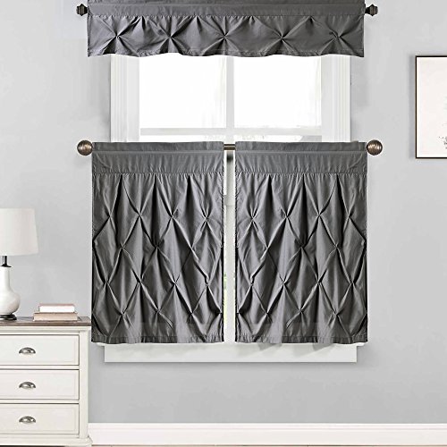 Diamond Home Linens 3PC Kitchen Curtain Set, 2 Tiers (30