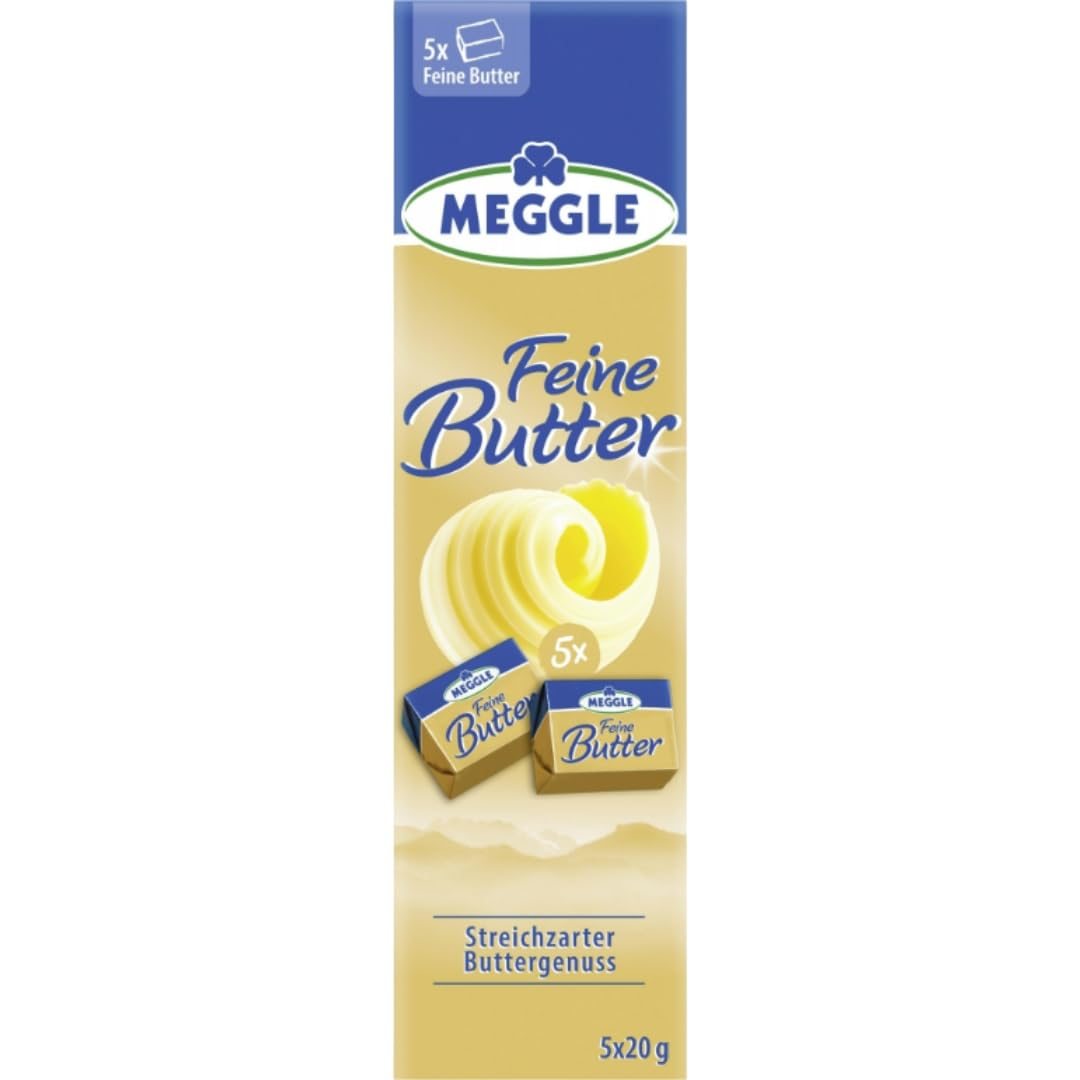 MEEGLLE Feine Butter – 5 x 20 g Portionen | Streifenpakete, weich-applikabel & kaltgenussfähig, 4 Er